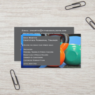Grey Weights Gym Personal Trainer Fitness Center Business Card