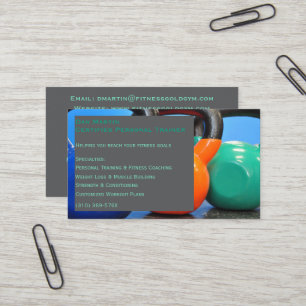 Grey Weights Gym Personal Trainer Fitness Center Business Card