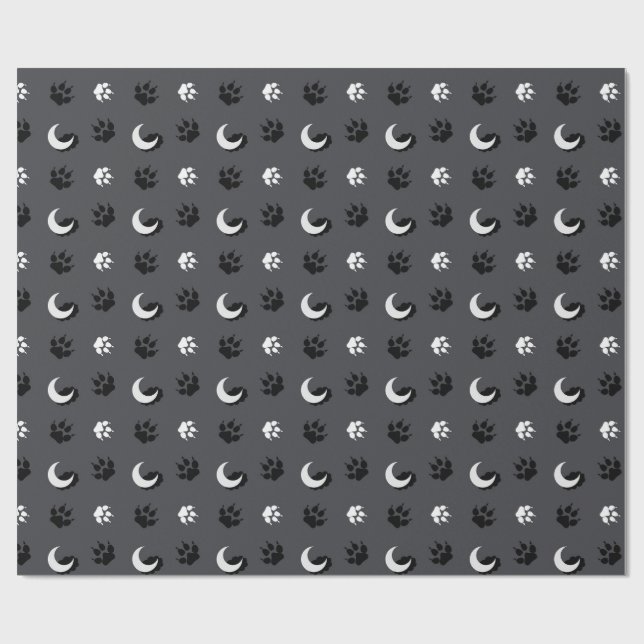 Grey Werewolf Moon Wrapping Paper (Flat)