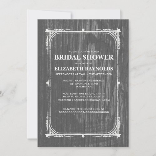 Grey Western Barn Wood Bridal Shower Invitations