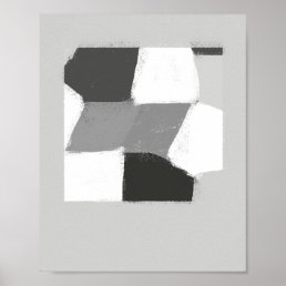 grey white abstract art poster