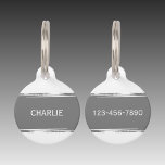 Grey white add a name and contact number pet ID tag<br><div class="desc">Pet ID tag
Add a name and a contact number.
Grey and white.</div>