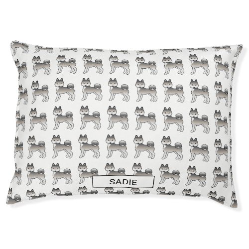 Grey  White Alaskan Klee Kai Dog Pattern  Name Pet Bed