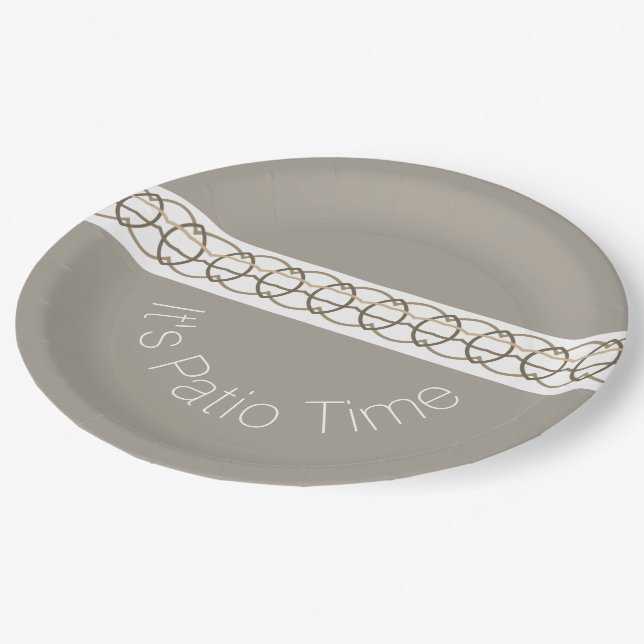 Grey White and Beige Paper Plates (Angled)