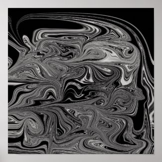 Grey, White And Black Liquid Art Poster 