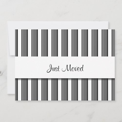 Grey White and Black Stripes Just Moved Announcement