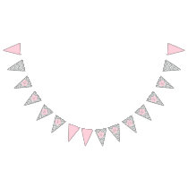 Grey, White and Pastel Pink Chevron Baby Shower Bunting Flags