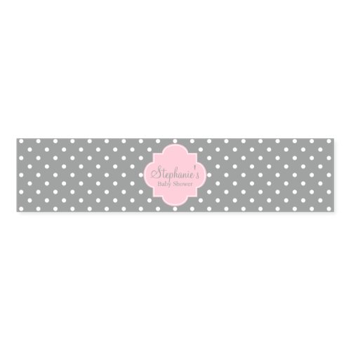 Grey White and Pastel Pink Polka Dot Baby Shower Napkin Bands