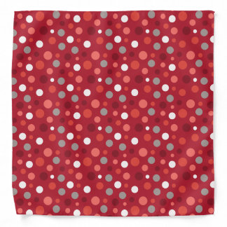 Grey White and Red Polka Dot Bandana