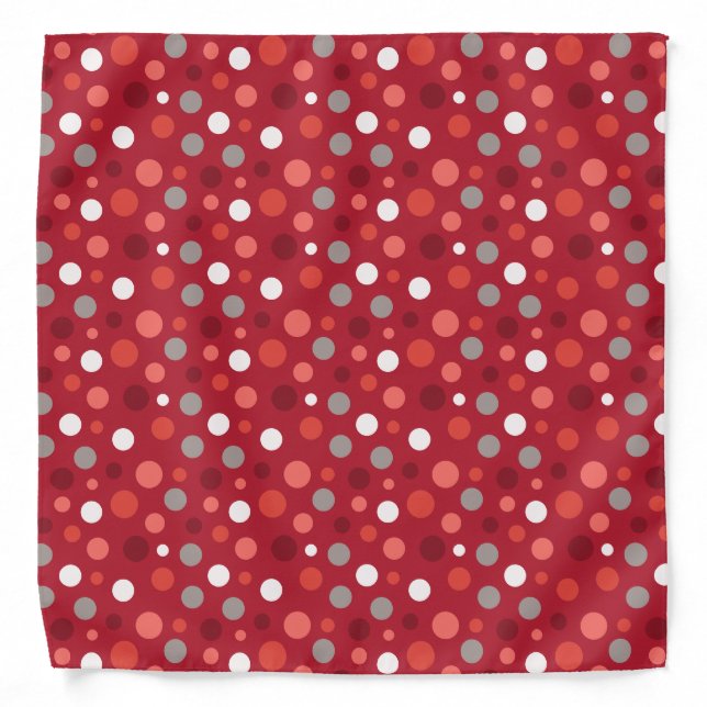 Grey White and Red Polka Dot  Bandana (Front)