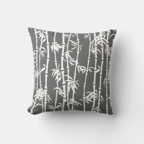 Grey white bamboo custom throw pillow