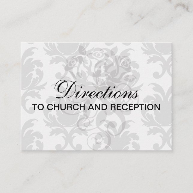 grey white baroque damask enclosure card (Front)