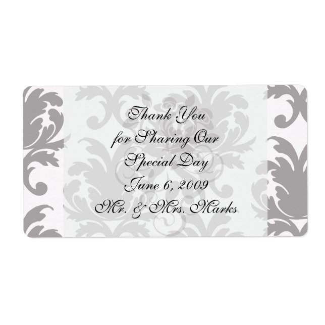 grey white baroque damask label (Front)