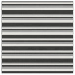 [ Thumbnail: Grey, White & Black Colored Stripes Fabric ]