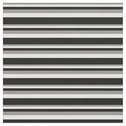Grey White  Black Colored Stripes Fabric