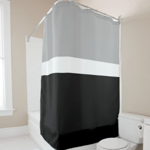 Grey White Black Colors Style Design Shower Curtain