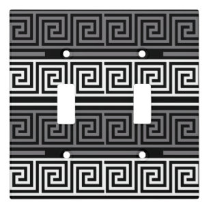 Grey White Black Greek Key Fret Pattern Design Light Switch Cover