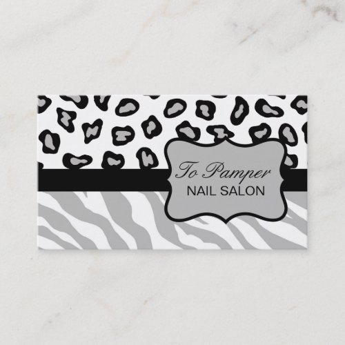 Grey White  Black Zebra  Cheetah Skin Custom Business Card