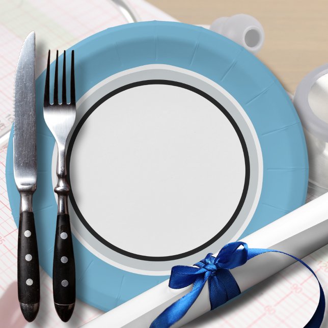 Grey White Blue Minimal Simple Medical Graduation  Paper Plates (Creator Uploaded)