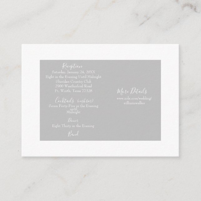 Grey & White Cash Bar Website Wedding II Enclosure Card (Front)