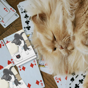 Grey White Cat Funny Tea Mug Kitchen Poker Cards
