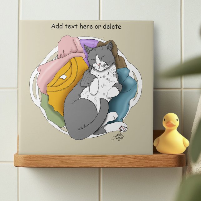 Grey White Cat Hair Laundry Ceramic Tile (Creator Uploaded)