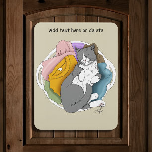 Grey White Cat Hair Laundry Door Sign