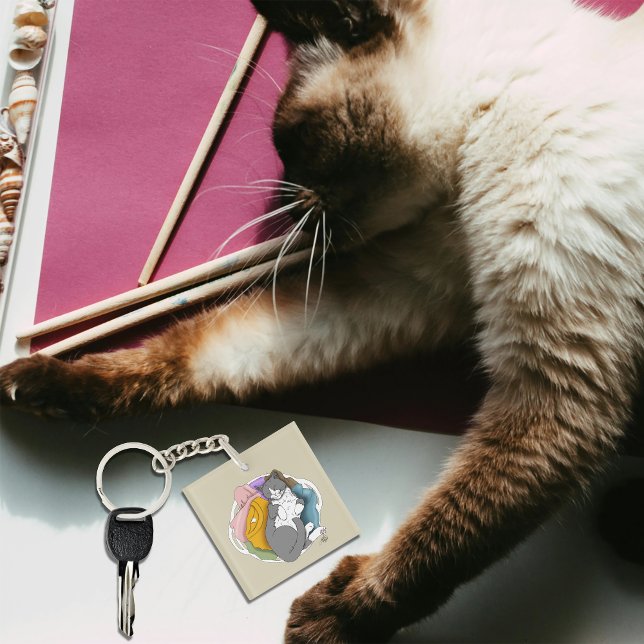 Grey White Cat Hair Laundry Keychain (Creator Uploaded)