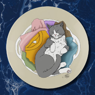 Grey White Cat Hair Laundry Trinket Tray