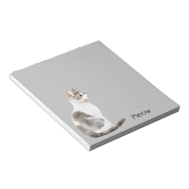 Grey White Cat Notepad (Angled)