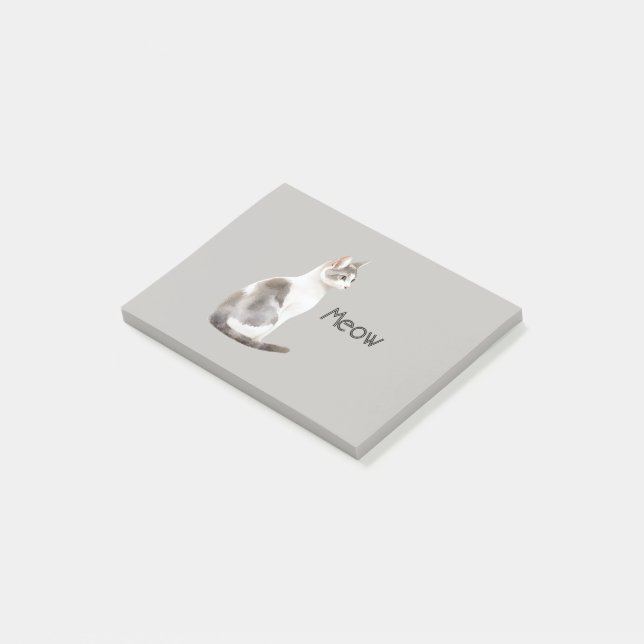 Grey White Cat Post-it Notes (Angled)