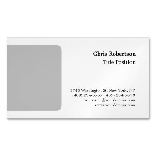 Grey White Charming Minimalist Custom Business Card Magnet
