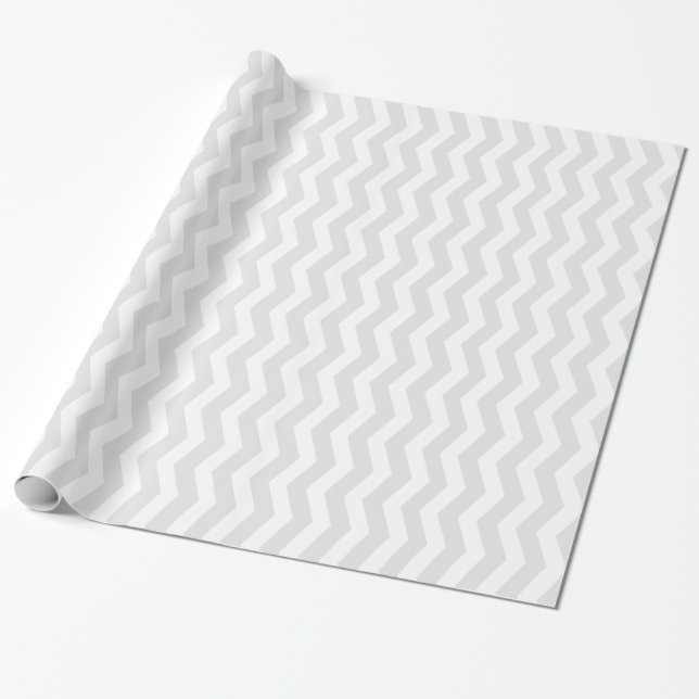 Grey & White Chevron Pattern Wrapping Paper (Unrolled)