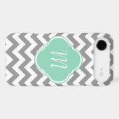 Grey & White Chevron Stripe Custom Monogram Case-Mate iPhone Case (Back (Horizontal))