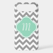 Grey & White Chevron Stripe Custom Monogram Case-Mate iPhone Case (Back)