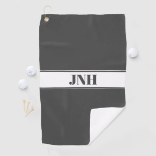 Grey & White Custom Name Stripe Golf Towel