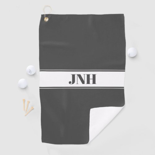 Grey  White Custom Name Stripe Golf Towel