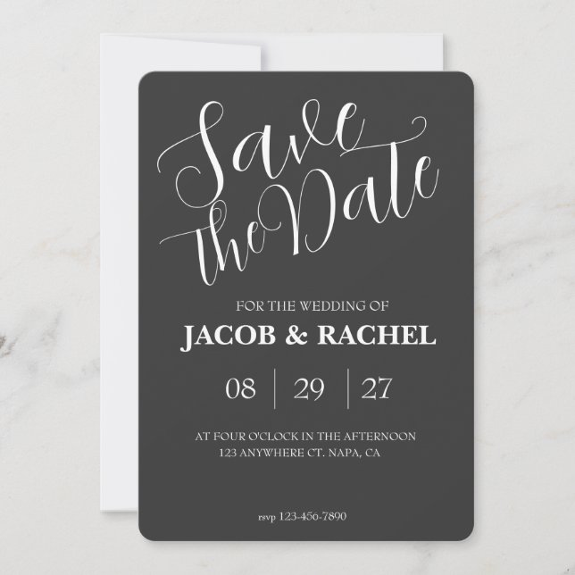 Grey & White Customizable Save the Date Wedding  (Front)