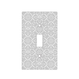 Grey & White Damask Light Switch Cover