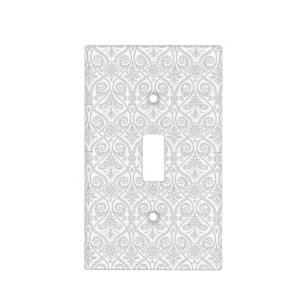 Grey & White Damask Light Switch Cover
