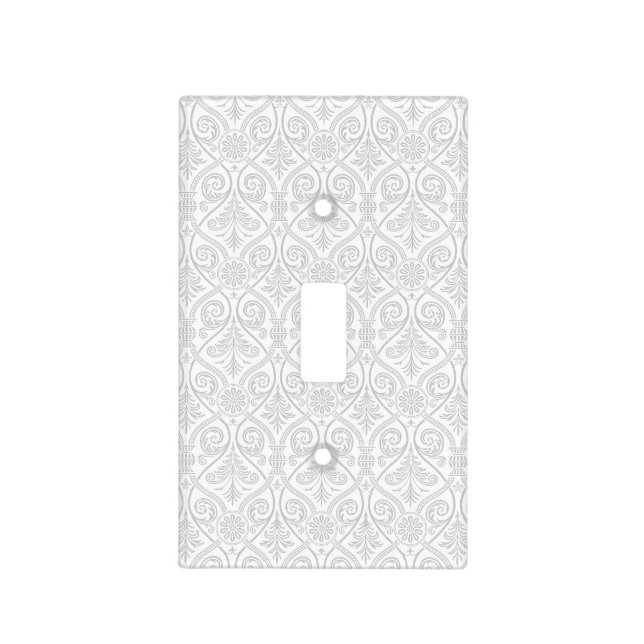 Grey & White Damask Light Switch Cover (Front)