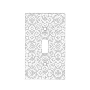 Grey & White Damask Light Switch Cover