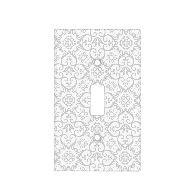 Grey & White Damask Light Switch Cover (Front)