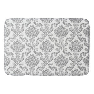 Grey & White Damask Pattern{pick your color} Bathroom Mat
