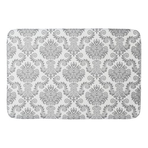 Grey  White Damask Patternpick your color Bathroom Mat