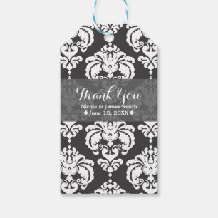 Grey & White Damask Vintage Wedding Event Favor Gift Tags