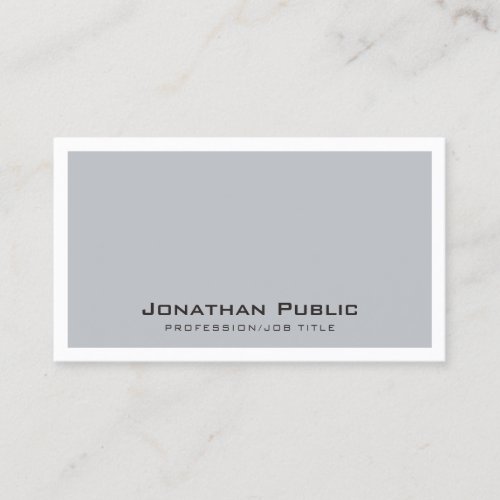 Grey White Design Modern Sleek Plain Elegant Business Card