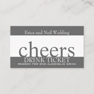 Grey White Drink Ticket for Wedding Receptions Enclosure Card