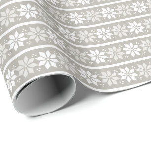 Grey white Elegant Snowflake Christmas Holiday Wrapping Paper