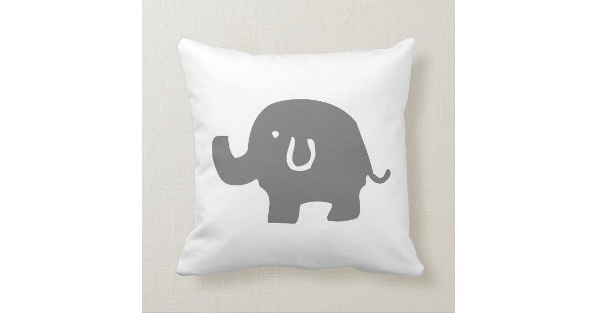 Grey & White Elephant Throw Pillow Zazzle